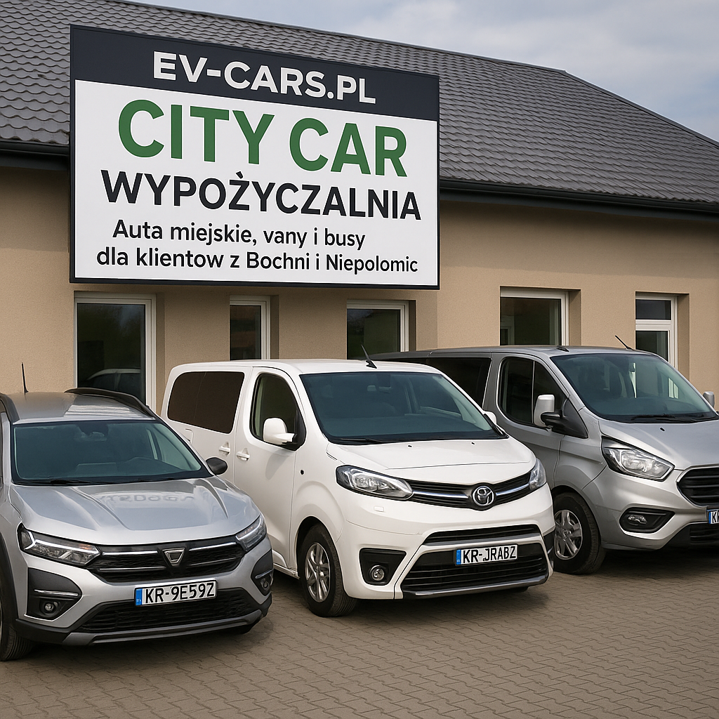 Wypożyczalnia samochodów EV-Cars.pl w Targowisku – auta miejskie, vany i busy dla klientów z Bochni i Niepołomic