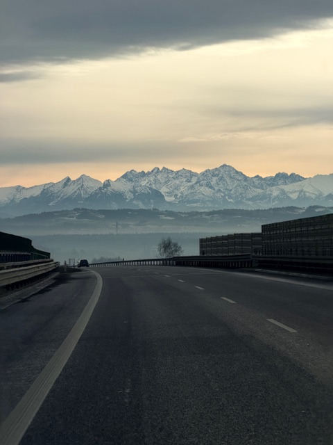 On the way to Zakopane – a stunning view of the Tatra Mountains from the road.